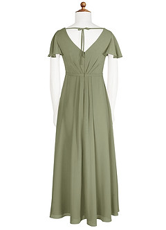 Azazie Peony Junior Pistachio A-Line Pleated Chiffon Dress image7