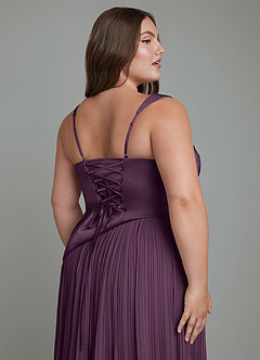 Azazie Stephanie Bridesmaid Dresses Plum A-Line Pleated Stretch Satin Dress image12