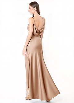 Azazie Alaija Bridesmaid Dresses English Rose Mermaid Side Slit Stretch Satin Dress image1