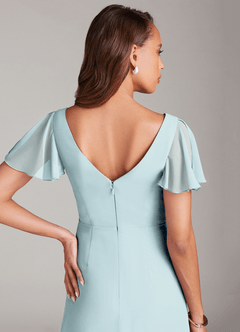 Azazie Soren Bridesmaid Dresses Mist A-Line Ruched Chiffon Dress image7