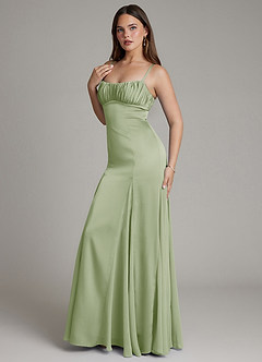 Azazie Avira Suknie dla druhen Syrena Satyna elastyczna Do ziemi Sukienka image6