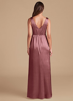 Azazie Tanicia Vestidos de damas de honor Vestido de Malva Vintage de Satén Metálico de Corte en A con Plisado image6