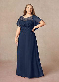 Azazie Faviola Mother of the Bride Dresses Dark Navy A-Line Boatneck sequins Chiffon Dress image9