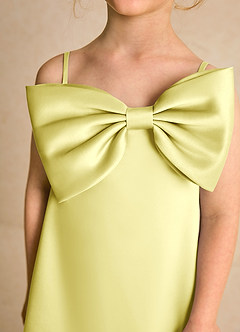 Azazie Kiwi Blumenmädchenkleider A-Linie Spaghetti Riemen Matte Satin Kleid Zitronensorbet image6