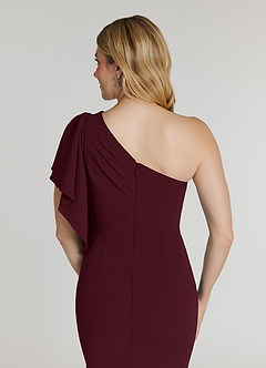 Azazie Pia Mother of the Bride Dresses Cabernet Mermaid Pleated Stretch Crepe Dress image6