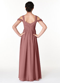 Azazie Lianne Junior Desert Rose A-Line Off the Shoulder Chiffon Dress image2