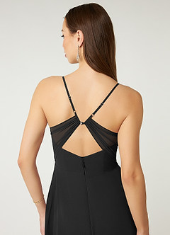 Azazie Minie Final Sale Black A-Line Bow Chiffon Dress image7