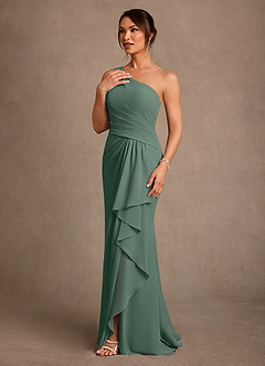 Azazie Floy 신부의 어머니 드레스 쉬스 한쪽 어깨 쉬폰 플로어 길이 드레스 image2