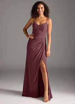 Azazie Deandra Bridesmaid Dresses Sangria Mermaid Pleated Chiffon Dress image1