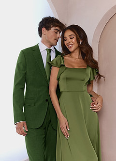 front James Olive Structured Stretch Suit