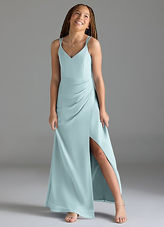 Azazie Leo Junior Mist Mermaid Pleated Chiffon Dress image4