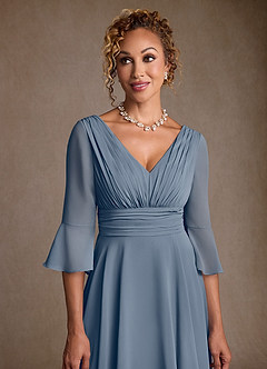 Azazie Eire Kleider für die Brautmutter A-Linie Plissee Chiffon Kleid Zwielichtviolett image5