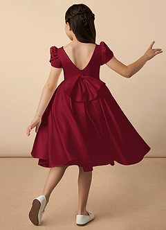 Azazie Juno Flower Girl Dresses Burgundy A-Line Sweetheart Neckline Matte Satin Dress image4