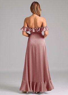 Azazie Lyra Bridesmaid Dresses Dusty Rose A-Line Off the Shoulder Stretch Satin Convertible Dress image6