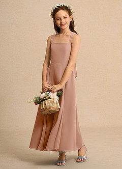 Azazie Tater Junior Formal Flower Girl Klänningar Klä A-Line i Chiffong Plisserad image4