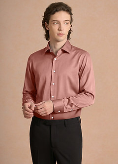 front Julian Rosette Stretch Satin Dress Shirt