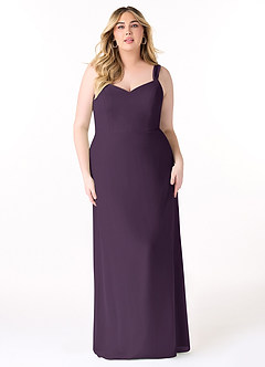 Azazie Denice Bridesmaid Dresses Plum Sheath Pleated Chiffon Dress image9