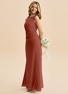 Azazie Floris Junior Robe Trapèze en Mousseline de soie Plissée Auburn image5