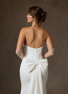 Azazie Colette Wedding Dresses Diamond White Fit and Flare Strapless Crepe Back Satin Dress image5