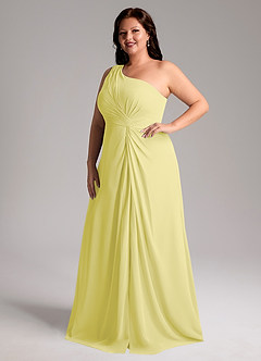 Azazie Brooke Jurken voor bruidsmeisjes Jurk van Chiffon met A-Lijn One-Shoulder Citroensorbet image11