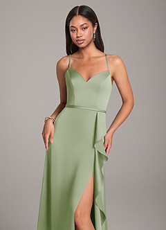 Azazie Naeem Bridesmaid Dresses Dusty Sage A-Line Stretch Satin Dress image2