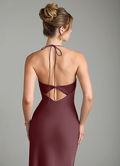 Azazie Mae Bridesmaid Dresses Sangria Mermaid Pleated Stretch Satin Dress image2