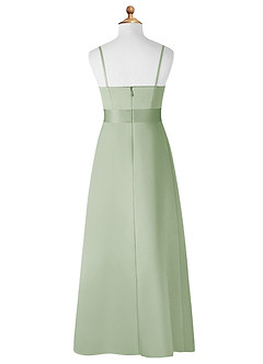 Azazie Anina Junior Dusty Sage A-Line Bow Matte Satin Dress image8