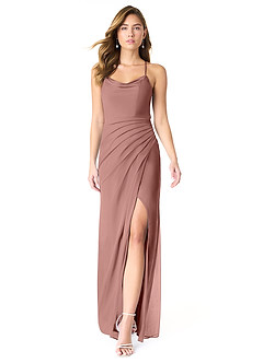 Azazie Dorita Final Sale Terracotta Mermaid Corset Mesh Dress image1