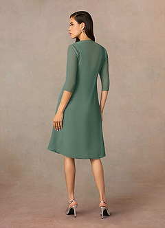 Azazie Olivia Mother of the Bride Dresses Eucalyptus A-Line Square Neckline Pleated Chiffon Dress image2