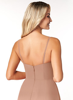 Azazie Moira Bridesmaid Dresses Champagne Rose A-Line Scoop Chiffon Dress image7