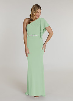 Azazie Pia Mère de la mariée Robes Robe Sirène en Crêpe Élastique Plissée Vert Sauge image1