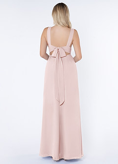 Azazie Christiana Bridesmaid Dresses Blushing Pink A-Line V-Neck Pleated Chiffon Dress image2