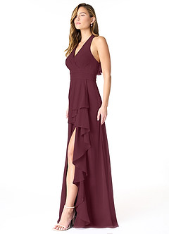 Azazie Aviv Bridesmaid Dresses Cabernet A-Line Pleated Chiffon Dress image3