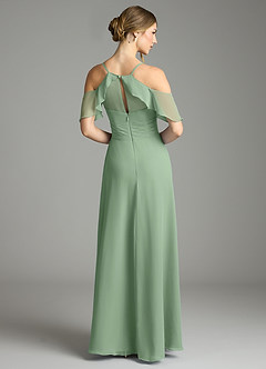 Azazie Dakota Bridesmaid Dresses Matcha A-Line V-Neck Pleated Chiffon Dress image2