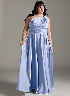 Azazie Charlize Bridesmaid Dresses Ice A-Line One Shoulder Stretch Satin Dress image11