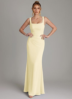 Azazie Agustina Bridesmaid Dresses Lemon Sorbet Mermaid Corset Chiffon Dress image3