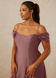 Christian Siriano Bridal for Azazie 1002 Bridesmaid Dresses Vintage Mauve A-Line Off the Shoulder Stretch Satin Convertible Dress image9