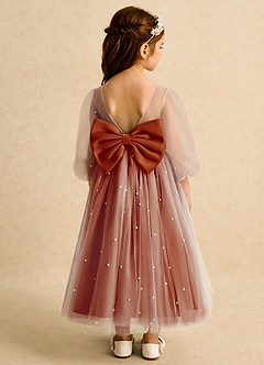 Azazie Trudy Flower Girl Dresses Paprika Ball-Gown Sweetheart Neckline Tulle Dress image2