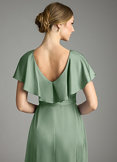 Azazie Lainey Vestidos de damas de honor Vestido de Matcha de Satén Elástico de Corte en A con Con bolsillos image2