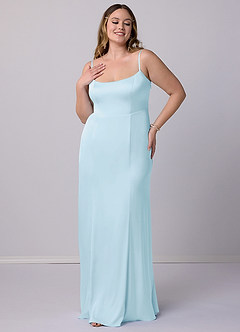Barbie ♥ Azazie Bridesmaid Dresses Sky Blue Mermaid Bow Stretch Satin Dress image8