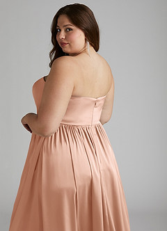 Azazie Morana Bridesmaid Dresses Rose Gold A-Line Off the Shoulder Stretch Satin Convertible Dress image20