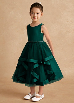 Azazie Posy Blumenmädchenkleider A-Linie Mit Perlen Tüll Kleid Kiefer image3