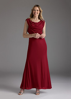 Azazie Ines Final Sale Burgundy Mermaid Beaded Mesh Dress image1
