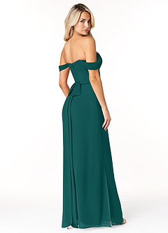 Azazie Joretta Brautjungfernkleider Wandelbar A-Linie Herzausschnitt Chiffon Kleid Pfau image5