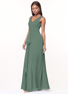 Azazie Julianna Bridesmaid Dresses Eucalyptus A-Line Chiffon Dress image3