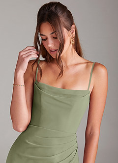 Azazie Leonis Bridesmaid Dresses Pistachio Sheath Strapless Chiffon Convertible Dress image2