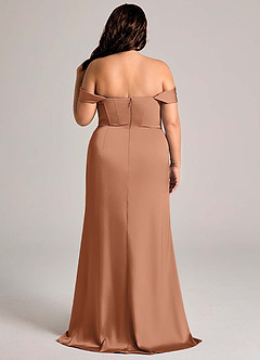 Azazie Johana Bridesmaid Dresses Bronzer Mermaid Off the Shoulder Stretch Satin Convertible Dress image11