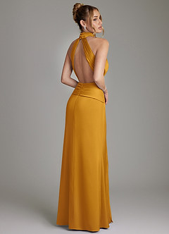 Azazie Gracelynn Brautjungfernkleider Etui Plissee Stretch-Satin Kleid Butterscotch image9