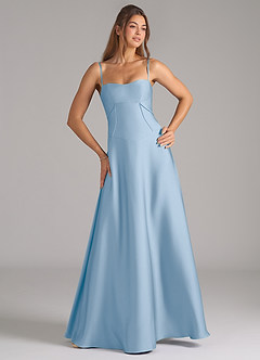 Azazie Valentine Suknie dla druhen Linia A Gorset Satyna elastyczna Do ziemi Sukienka image4