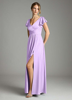 Azazie Omari Bridesmaid Dresses Lilac A-Line Stretch Satin Dress image4